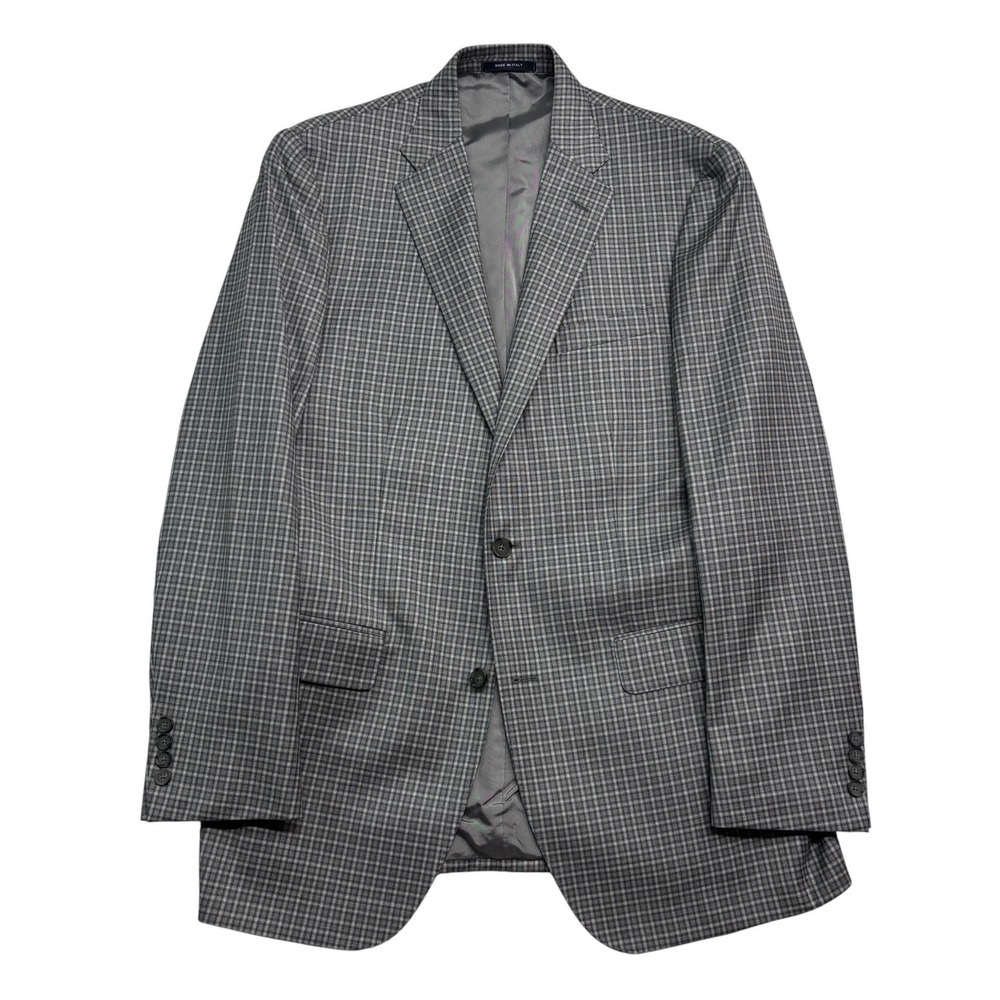 Cremieux 42L Gray Micro Check Loro Piana Blazer Jacket Sport Suit Coat Italy